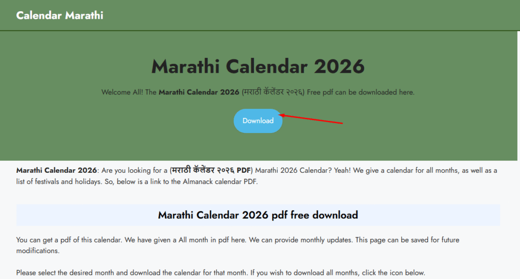 Marathi Calendar 2026 pdf free download